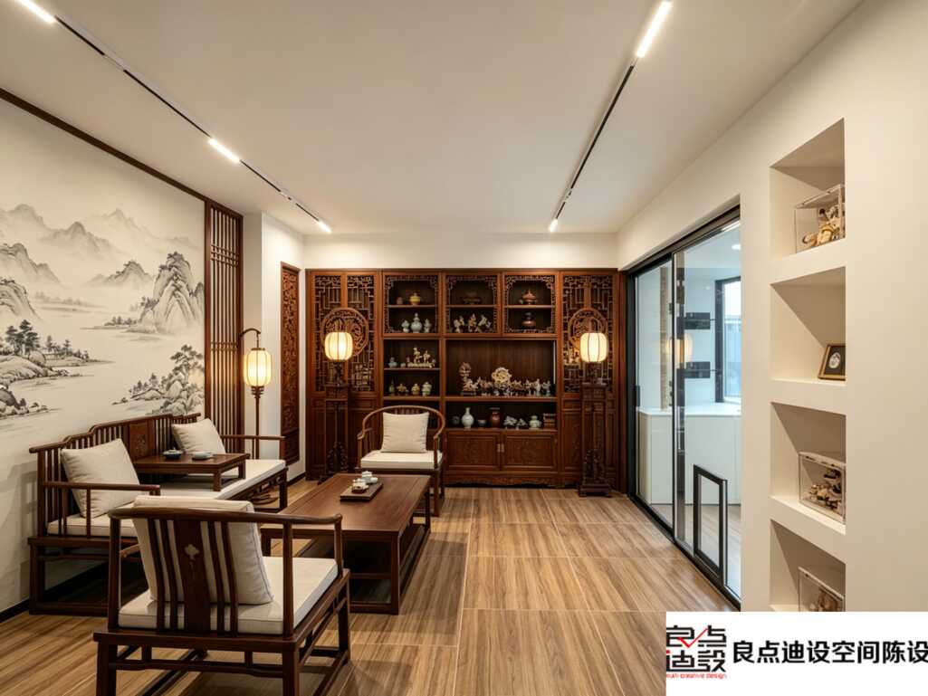 一居室装修软装设计|小房子也能装出氛围感新中式休闲区